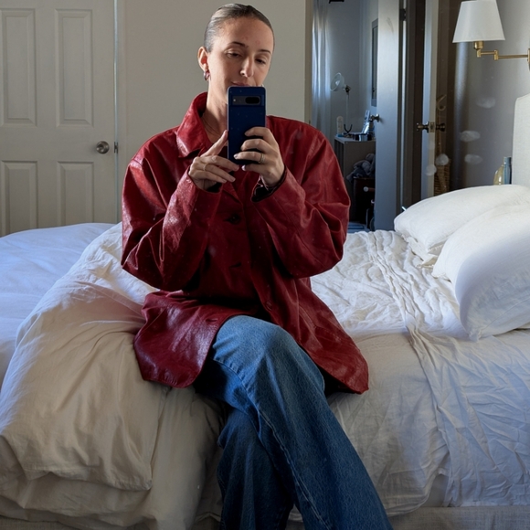 Rogue Jackets & Blazers - Genuine leather red oversized jacket